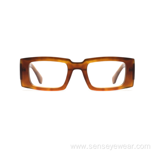Vintage Design Rectangle Bevel Acetate Frame Optical Glasses